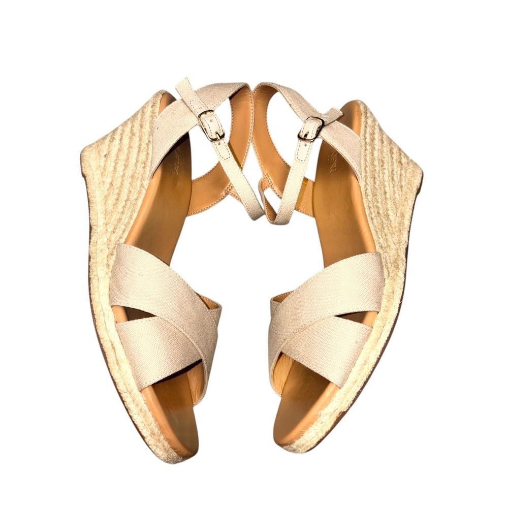 J. CREW Women's Canvas peep toe wedge espadrilleSize 10